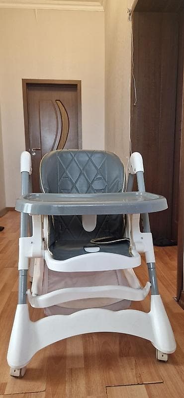 yemek stulu: Uşaq yemək stulu - Rəng: boz-ağ - Rahat, yumşaq oturacaq və bel — 1