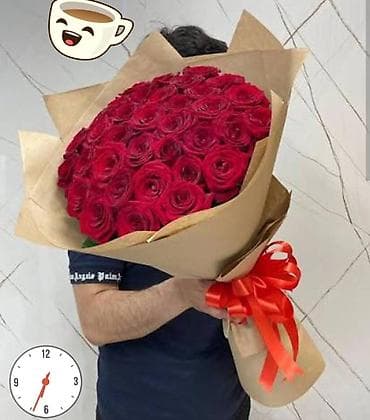 ucuz gullər: 101 Roza🌹120₼ 60 sant - Qırmızı qızılgül buketi: sıx və həcimli — 6