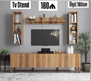 Düz TV altlığı, Polkalı, Laminat