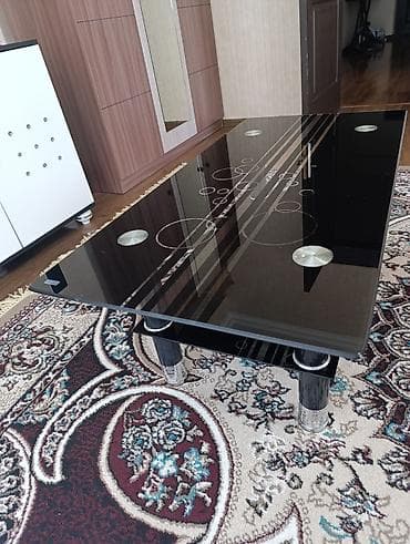 masa transformatoru: Dördbucaq masa, Açılmayan, Təkərsiz, Şüşə — 1