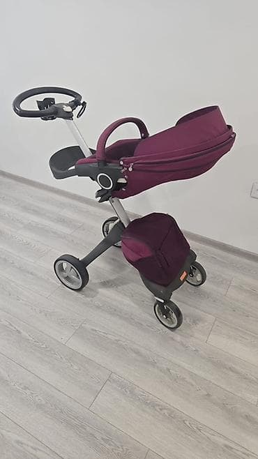 Модульные коляски: Stokke marka uşaq arabası – tünd bənövşəyi rəng əlavə 0-6 ay lyulka — 2