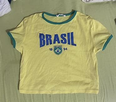 Личные вещи: Brasil temalı qısa köynək - Rəng: Açıq sarı, yaşıl haşiyəli yaxa və — 1