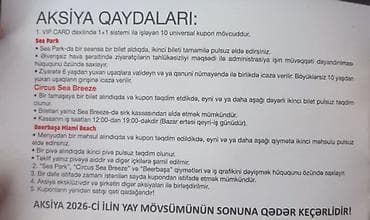 Sea breeze"dəki sirkə bilet var 30 manat,3 ədəddir,avgustun axiruna — 2