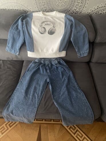 Боди: Uşaq geyim dəsti – 2 hissə - Üst: Ağ-sweatshirt üslubunda köynək — 2