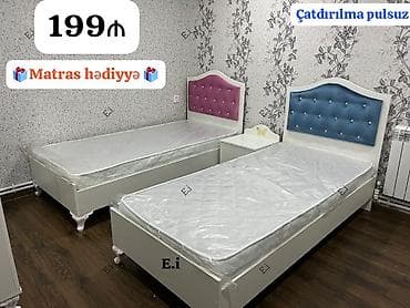 tum: Uşaq/yeni gənc otağı üçün tək nəfərlik çarpayılar - Ağ rəngli karkas — 1