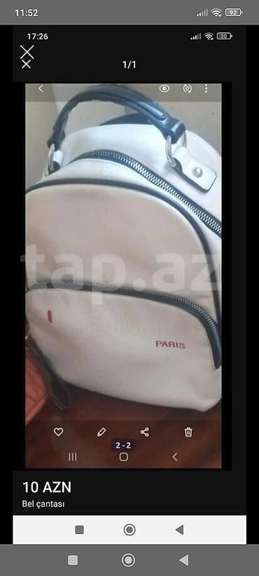 Məhsul: Qadın üçün bel/mini çanta (2 model) - Model 1: Ağ rəngdə, ön