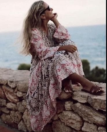 Qadınlar üçün uzun boho üslublu don - Model: geniş kəsimli, qat-qat — 8