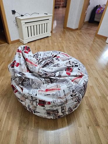 bufik: İşlənmiş, Pufik-kreslo, Parça, rəng - Ağ — 3