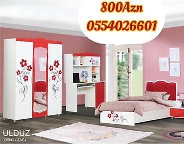 set mebel: Oğlan və qız üçün, Yeni, Təknəfərlik çarpayı, Yazı masası, Dolab, Tumba — 9