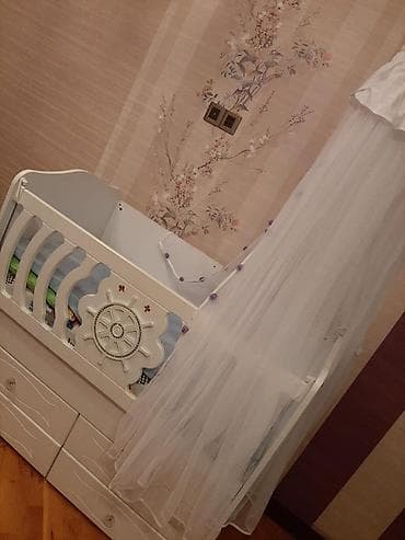 hamam kranti: Ağ rəngdə körpə beşiyi – dəniz temalı dizayn - Material: möhkəm — 4