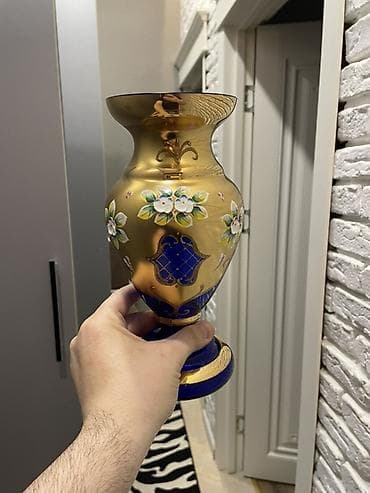 Qədimi üslubda dekorativ şüşə dəst - Material: rəngli şüşə (kobalt — 7