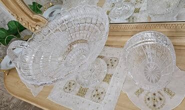 sebeke dekor: Kristal süfrə dəsti - 1 ədəd böyük ayaqlı meyvə/gül qabı: geniş — 2