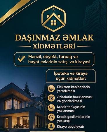 kreditle evler: Daşınmaz Əmlak Xidmətləri - Mənzil, obyekt, torpaq və həyət evlərinin — 1