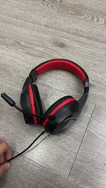 laptop satışı: JEDEL Gaming simli qulaqlıq-mikrofon - Rəng: qara/qırmızı - Üst hissə — 2