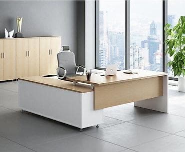 pane: Müasir dizaynlı rəhbər masa dəsti - L‑şəkilli geniş iş səthi: əsas — 1