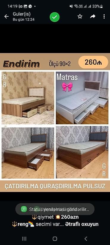 suni guler: 🔱Çarpayi sifarisle 🔱qiymet *💥260azn* *🔱reng*🌈 secimi var 🔱catdirilma — 1