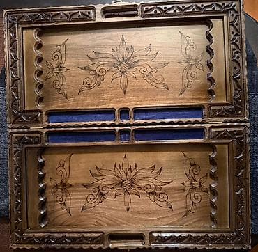 Əl oyma naxışlı taxta nərd dəsti - Material: keyfiyyətli bərk ağac — 2