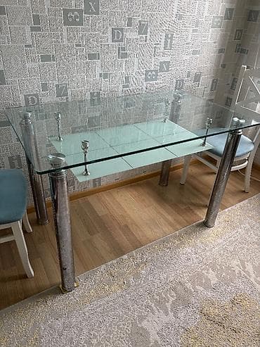 Mətbəx masası, İşlənmiş, Açılmayan, Şüşə, Dördbucaq masa