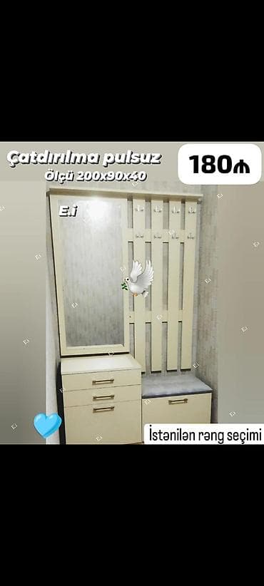 asma kreslo: Dəhliz üçün çoxfunksiyalı gardirob-set: - Ölçü: 200 x 90 x 40 sm - — 1