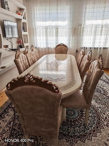 komputer stolları: Qonaq otağı üçün, Yeni, Açılmayan, Oval masa, 8 stul — 3