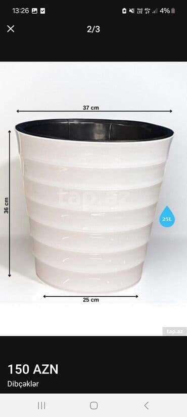 Qab-qacaq və mətbəx ləvazimatları: Məhsul: Dekorativ dibçəklər Təsvir: - Müxtəlif ölçü və formalarda — 3