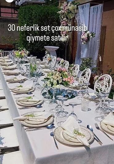 4 ədəd stol 30 ədəd stul 30 ədəd 3 lü boşqab 30 su ve sok bakalı 30