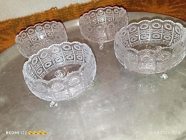 zeytun murebbesi: Şüşə qablar dəsti – 4 ədəd - Material: şəffaf şüşə - Dizayn: relyefli — 1