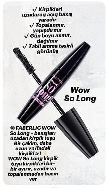 uzun bot: FABERLIC WOW So Long kirpik tuşu - Kirpikləri uzadaraq açıq və — 1