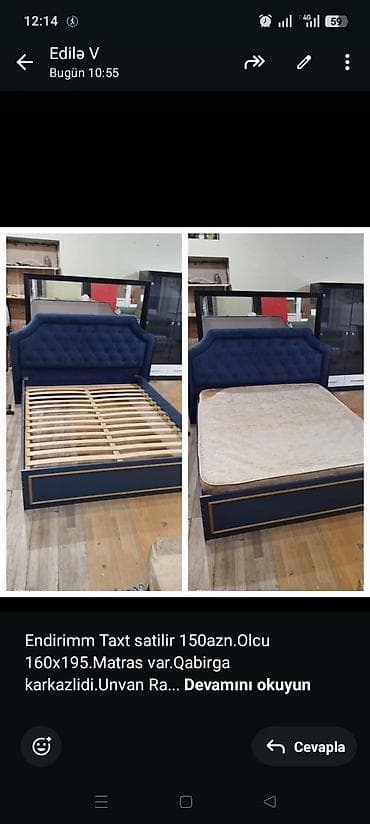 Endirimm Taxt satilir 150azn.Olcu 160x195.Matras var.Qabirga lalafo.az -da Endirimm Taxt satilir 150azn.Olcu 160x195.Matras var.Qabirga