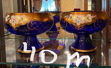 çerez qabi: Bohemiya üslubunda bəzəkli şirniyyat qabları və vazalar dəsti - — 3