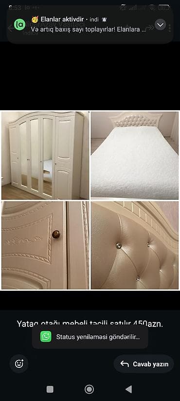 tecili generator satıram: Yataq otağı mebeli təcili satılır 450azn. Unvan Kohne Gunesli Nigaz — 1
