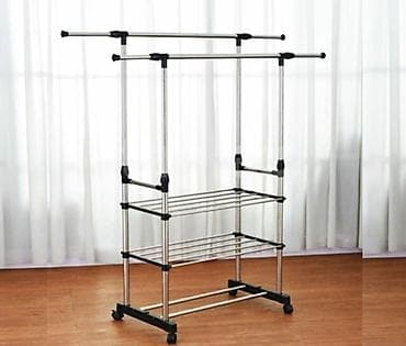 ucuz sfanerler: Təkərli ikiqat asılqan və rəfli geyim təşkilatçısı - Material — 1