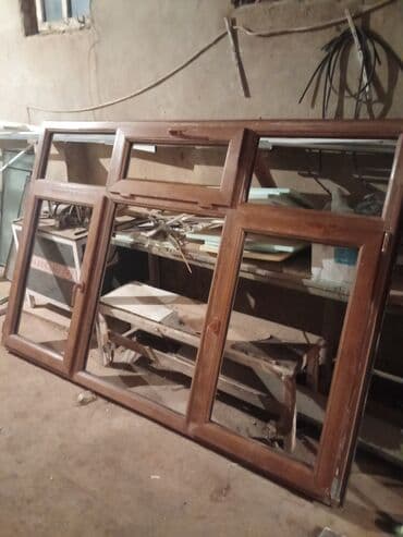 plastik kapi pencere: İşlənmiş İkiqat şüşə paketi Plastik pəncərə, Еni: 180 sm, Uzunluğu: 180 sm — 1