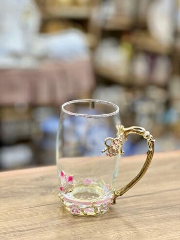 demir qab: Fincanlar, rəng - Qızılı, Şüşə, 1 əd, 250 ml, Türkiyə — 8