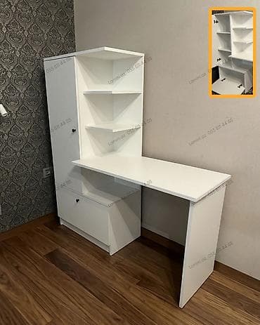 stol ev ucun: Künc masa, Stulsuz, Polkalı, Siyirməli, Sadə laminat — 1