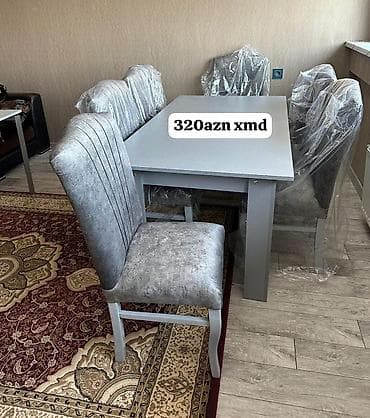 piknik seti: Yemək otağı üçün masa-stul dəsti - Komplekt: 1 masa + 6 stul - Rəng — 3