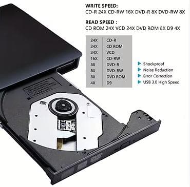 dvd r: USB 3.0 Xarici DVD‑RW yazıcı/oxuyucu - Funksiyalar: DVD və CD — 7