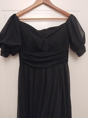 gece geyimi: Qara uzun gecə geyimi - Rəng: dərin qara, xırda parıltılı effektli - — 2