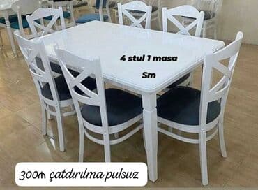 metbex stolu: Mətbəx üçün, Açılmayan, Dördbucaq masa, 4 stul — 2