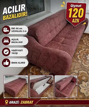 satt: Aynur92👑kod5846 Qiymət: 120 AZN Divan satilir Eni: 85 sm Uzunluğu: 2 m — 1