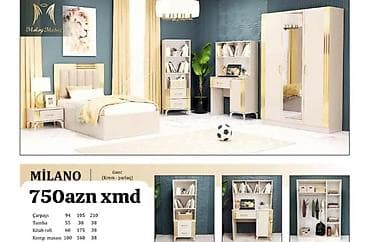 Milano gənc otağı dəsti (krem–parlaq) Komplektin tərkibi və ölçülər