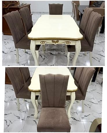 işlənmiş stol: Masa dəsti satılır 350₼. Masa bağlı vezyetde 1.60maçıq veziyyetde 2 — 1