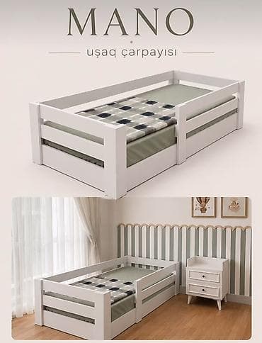 matras islenmis: MANO uşaq çarpayısı - Dizayn: Minimalist və müasir üslubda, ağ rəngli — 1