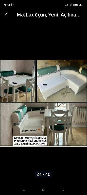 quxna stulu: 🇹🇷Turkiye istehsali. Metbex masa desti Masa 4 oturacaq divan Masa — 5