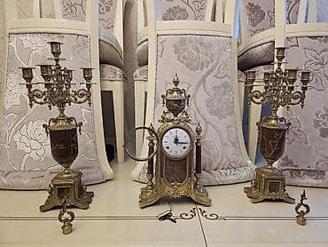 Şəxsi əşyalar: Orijinal Lancini Imperial masaüstü saat dəsti (1 saat + 2 şamdan) — 1