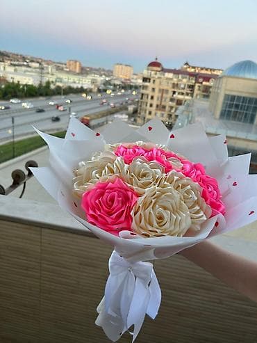 qara gül: Məxməri görünümlü dekorativ gül buketləri - Material: yüksək — 4