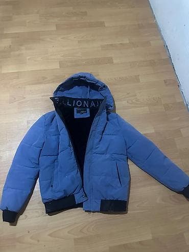 kişi geyimi: BILLIONAIRE stilində mavi qışlıq jaket - Rəng: mavi - Kapüşonlu model — 1