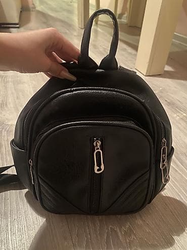 Туристические рюкзаки: Qara mini bel çantası/rüksak - Material: süni dəri, yumşaq toxuma - — 1