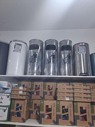 kanteynerler: Paslanmayan poladdan ictimai zibil qabı / küllük kombinə modeli. - — 1