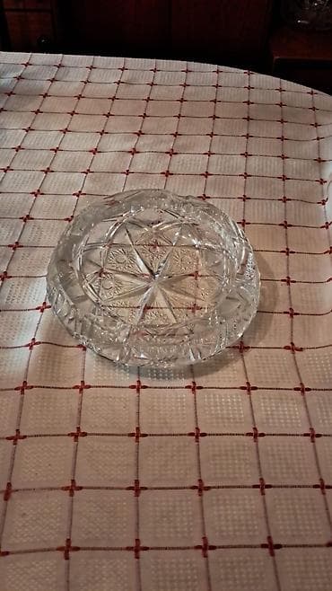 Bohem üslublu şüşə/büllur dəst - 3 ədəd kəsimli, ağır büllur — 7